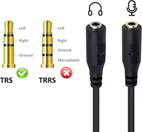 iSparehub Rj9 Male To Dual 3.5 Mm Female Adapter, VoiP Audio Adapter, PC Headphone Cable, Suitable For Office Rj9 Headsets