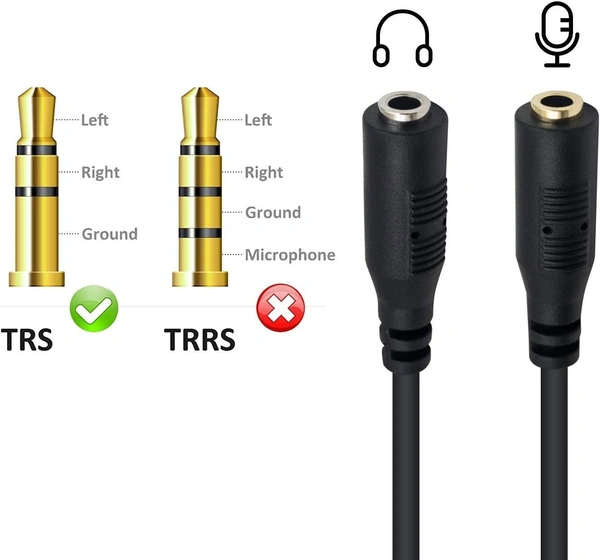 iSparehub Rj9 Male To Dual 3.5 Mm Female Adapter, VoiP Audio Adapter, PC Headphone Cable, Suitable For Office Rj9 Headsets