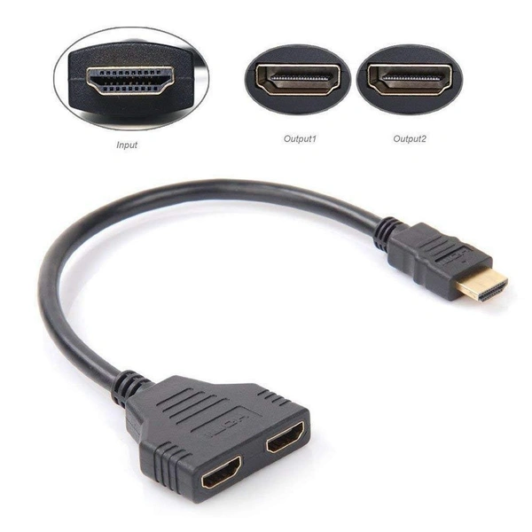 iSparehub HDMI Male to Dual HDMI Female Adapter Cable , 1 HDMI male to 2 HDMI Female