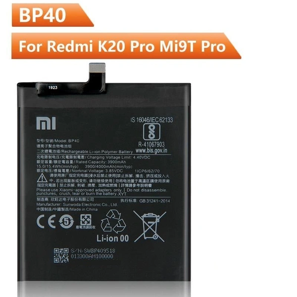 For Xioami Mi Redmi K20 Pro Mi 9T BP40 Battery Rechargeable Battery 