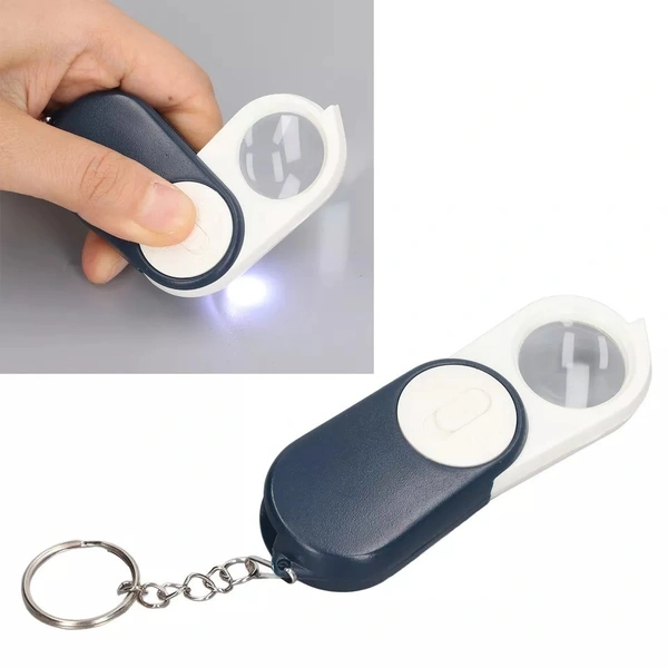 Mini Portable Magnify Glass Key Chain With Torch Light Best For Doctor , Student , Senior Citizens