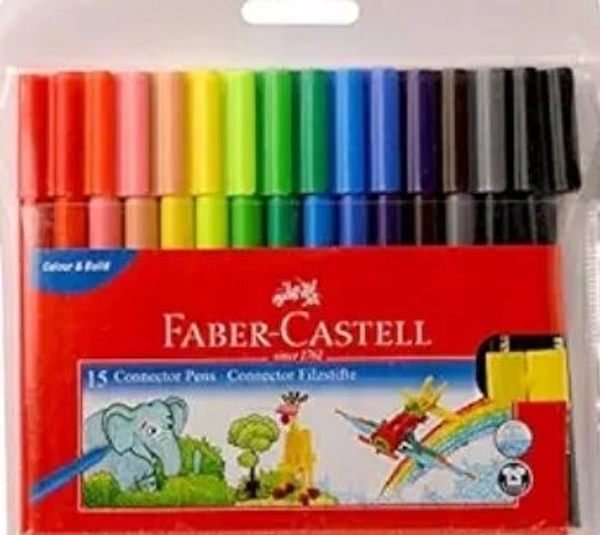 Faber-Castell Connector Pens - Multicolor (Pack of 15) - 1 pack-15 pieces