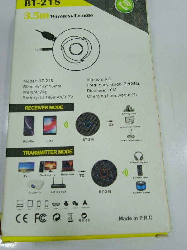 Audio Received Transmitter 3.5m Wireless Dongle BT-218