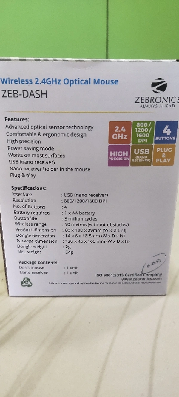 Zibronic Wireless Mouse ZEB-DASH