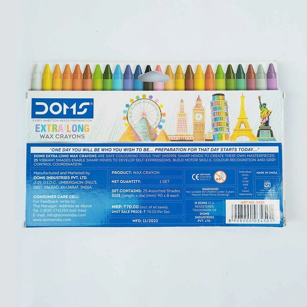 Doms Extra Long Wax Crayons 24 Shades 1U