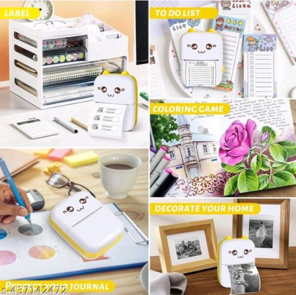 Portable Mini Thermal Printer - Wireless, Inkless Bluetooth Printer - - White, 11cm×8.1cm×3.8cm