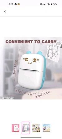 Portable Mini Thermal Printer - Wireless, Inkless Bluetooth Printer - - White, 11cm×8.1cm×3.8cm
