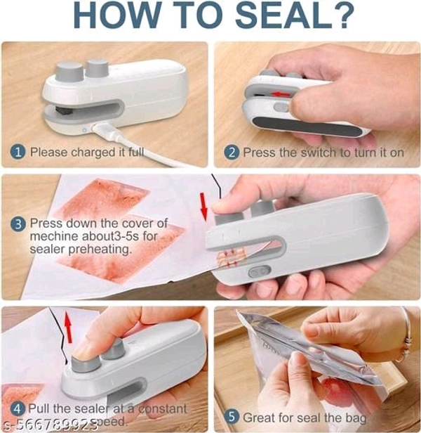 Portable Mini Sealing Machine - Fab Innovation - Wireless - Rechargeable  - White, Free Size