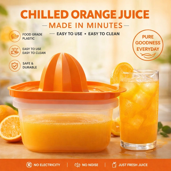 Apex Manual Orange Juicer with Container – Food Grade Plastic Citrus Juicer, Hand Press Juicer for Fresh Juice, Easy to Use & Clean, No Electricity Required