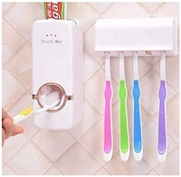 Automatic Plastic Toothpaste Dispenser with 5 Toothbrush Holder plain