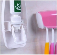 Automatic Plastic Toothpaste Dispenser with 5 Toothbrush Holder Colorful