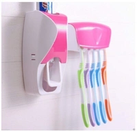 Automatic Plastic Toothpaste Dispenser with 5 Toothbrush Holder Colorful