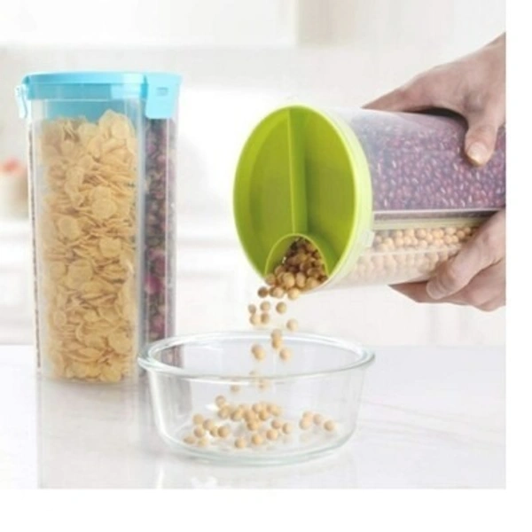 3 Section Container Food Grain Storage Masala Cereal Dispenser Jar/containers for Kitchen - LAX34R9S1