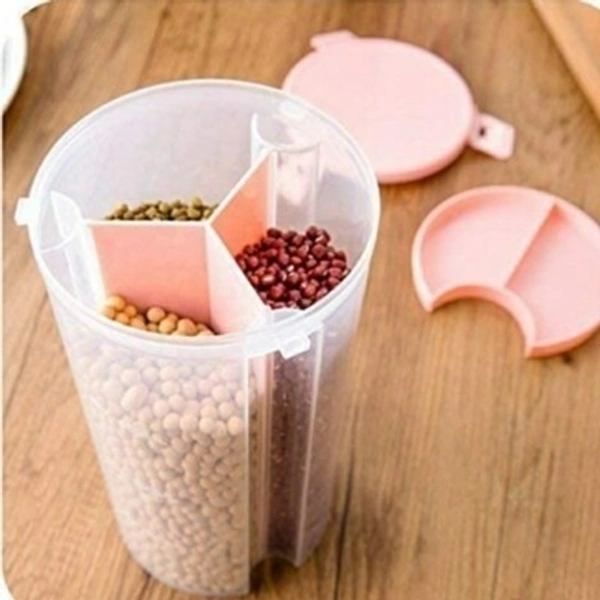 3 Section Container Food Grain Storage Masala Cereal Dispenser Jar/containers for Kitchen - LAX34R9S1