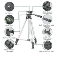 3110 Tripod Stand for Phone and Camera Adjustable Aluminium Alloy Tripod Stand Holder for Mobile Phones & Camera,Photo/Video Shoot - PJA301R12S3