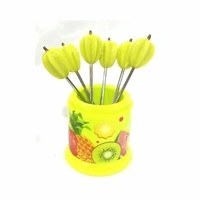 6Pcs Fruit Shape Forks with stand - Random Fruit Shape - LAX132R10S2