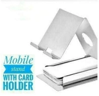 2 in 1 Stainless Steel Card Holder & Mobile Holder Stand for All Kind of Mobiles & Tablets - AO6R6S1