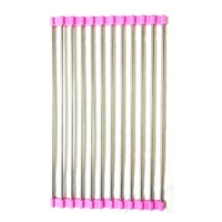 12 Pipe - Stainless Steel Sink Folding Rack Fruit Vegetable Drying Drain Rack Dish Drying Rack, Stainless Steel Roll-Up Over Sink Rack Kitchen Foldable Drying Drainer - 24cm X 40cm - Random Color - LAX46R9S1