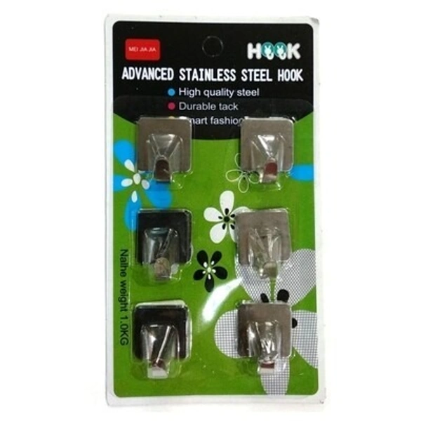 Advanced Stainless Steel Hook - Square Shaped - 2 Sets (Each Contains 6 Hooks)