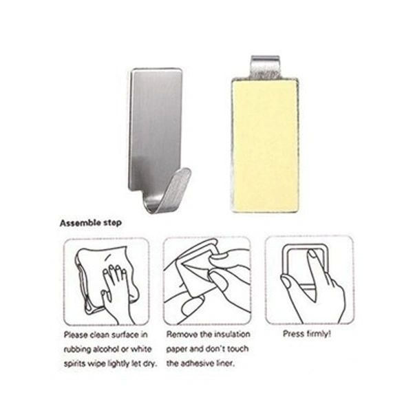 Advanced Stainless Steel Hook - Rectangle Shaped - 2 Sets (Each Contains 6 Hooks)