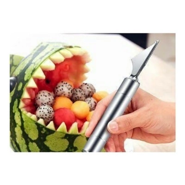 2 in 1 Watermelon Scoop with Fruit Carving Knife, Multi-Function Kitchen Tool - 1 Piece - LK5R18S2