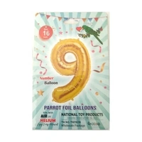 16 Inch Parrot Birthday Party Foil Balloon Number - 9 (Fills With Air or Helium) - RPS1iR21S3