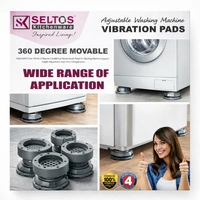 SELTOS Adjustable Washing Machine Vibration Pads (Set of 4) | Anti-Vibration & Noise Reduction Feet | 360° Movable Height Adjustable Stand for Washing Machine, Refrigerator & Furniture
