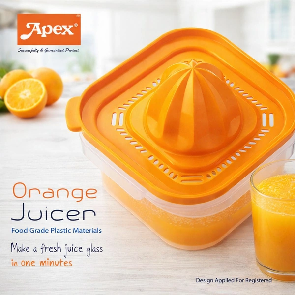 Apex Manual Orange Juicer with Container – Food Grade Plastic Citrus Juicer, Hand Press Juicer for Fresh Juice, Easy to Use & Clean, No Electricity Required