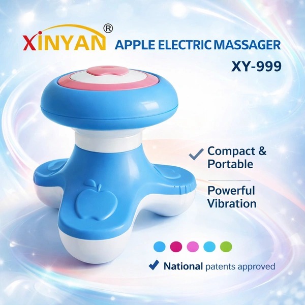 XINYAN Apple Electric Massager XY-999 | Mini Handheld Body Massager | 360° Rotating Head | USB & Battery Powered | Portable Muscle Relaxation for Neck, Shoulder, Back, Legs