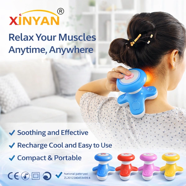 XINYAN Apple Electric Massager XY-999 | Mini Handheld Body Massager | 360° Rotating Head | USB & Battery Powered | Portable Muscle Relaxation for Neck, Shoulder, Back, Legs
