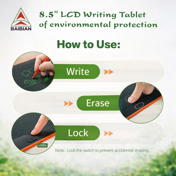 BAIBIAN 8.5 Inch LCD Writing Tablet for Kids & Adults | Eco-Friendly Digital Drawing Pad | Reusable E-Writer Board with Stylus | Paperless Doodle & Learning Tablet (Multicolor)