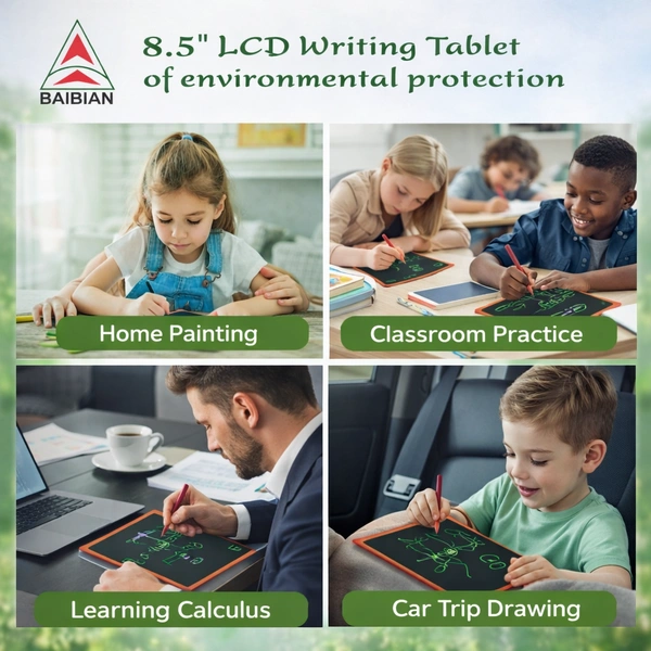 BAIBIAN 8.5 Inch LCD Writing Tablet for Kids & Adults | Eco-Friendly Digital Drawing Pad | Reusable E-Writer Board with Stylus | Paperless Doodle & Learning Tablet (Multicolor)