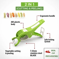 Famous Multi Vegetable & Fruit Cutter with Peeler | Stainless Steel 5-Blade Slicer | Ergonomic Handle | Ideal for Carrot, Banana, Radish, Okra & More