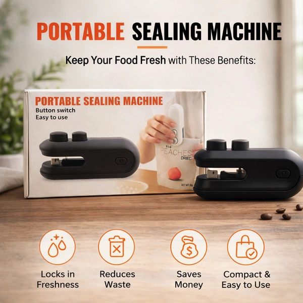 Portable Mini Bag Sealing Machine with Button Switch – Easy to Use Heat Sealer for Food Storage, Snack Bags & Plastic Packaging (Compact & Handheld)