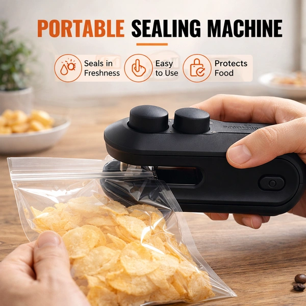 Portable Mini Bag Sealing Machine with Button Switch – Easy to Use Heat Sealer for Food Storage, Snack Bags & Plastic Packaging (Compact & Handheld)