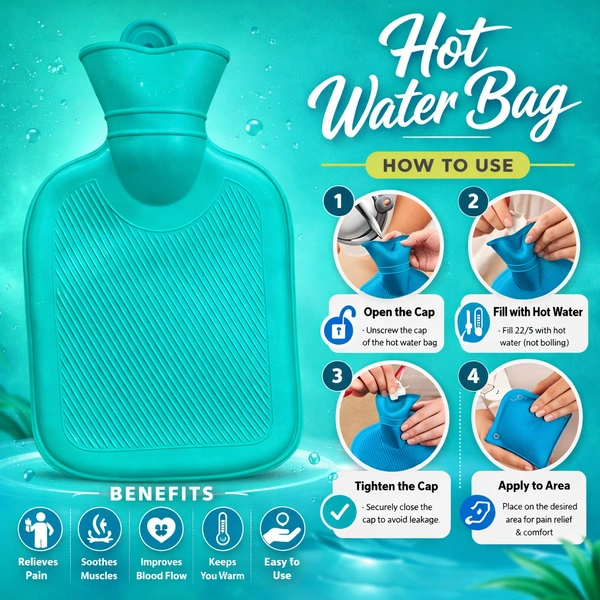 Hot Water Bag for Pain Relief 250ml | Leak-Proof Rubber Heat Bag | Multipurpose Heating Pad for Back Pain, Cramps & Muscle Relief | Durable & Reusable Hot Water Bottle