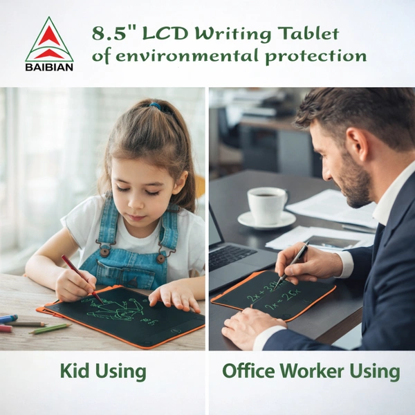 BAIBIAN 8.5 Inch LCD Writing Tablet for Kids & Adults | Eco-Friendly Digital Drawing Pad | Reusable E-Writer Board with Stylus | Paperless Doodle & Learning Tablet (Multicolor)