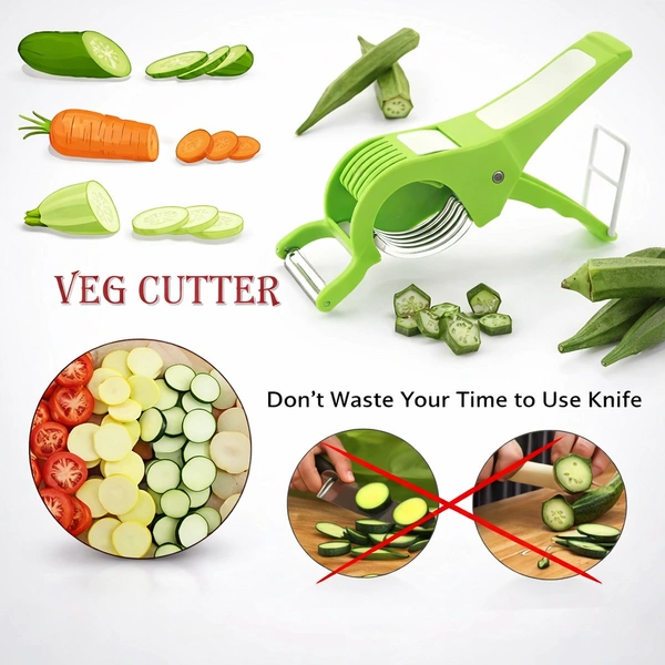 Famous Multi Vegetable & Fruit Cutter with Peeler | Stainless Steel 5-Blade Slicer | Ergonomic Handle | Ideal for Carrot, Banana, Radish, Okra & More