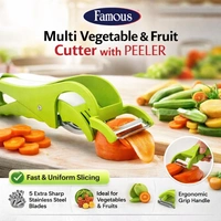 Famous Multi Vegetable & Fruit Cutter with Peeler | Stainless Steel 5-Blade Slicer | Ergonomic Handle | Ideal for Carrot, Banana, Radish, Okra & More