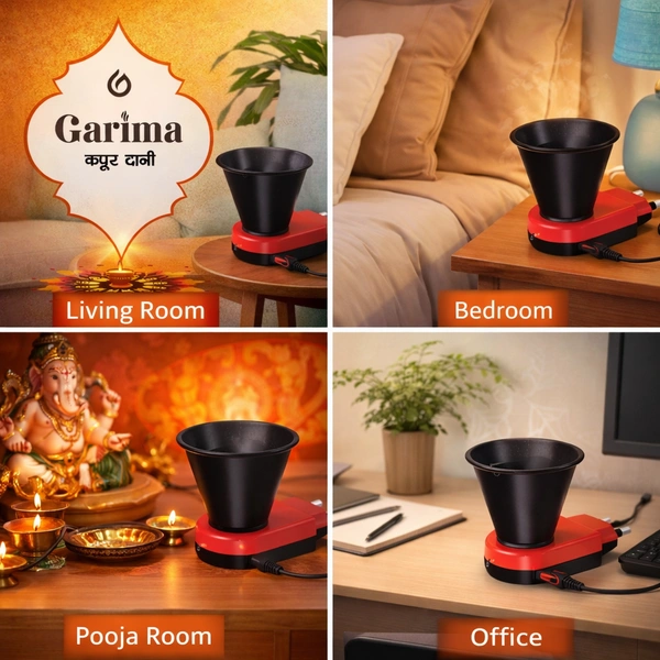 Garima Electric Camphor Burner (Kapoor Dani) | Plug-in Air Freshener & Mosquito Repellent | Temperature Control | Short Circuit Protection | Made in India