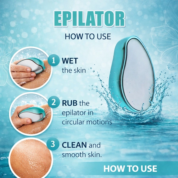 Crystal Hair Eraser Epilator for Women & Men – Painless Hair Removal Exfoliation Tool, Reusable Nano Glass Hair Remover for Arms, Legs & Body (Model BD612)