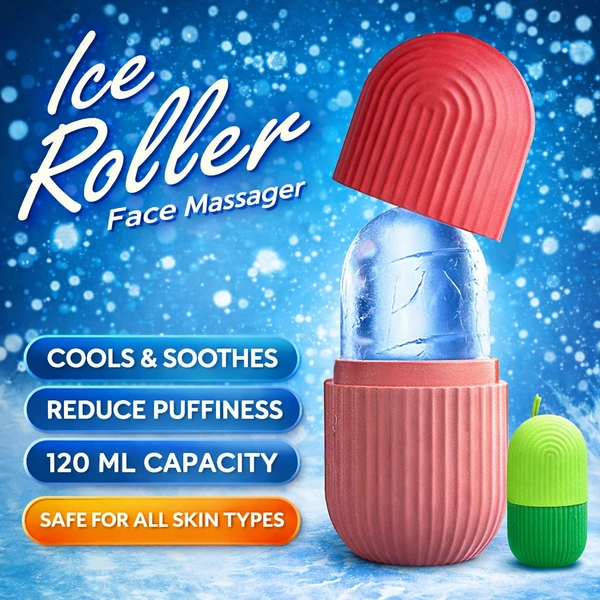 Ice Roller Face Massager 120ML | Reusable Facial Ice Roller for Skin Tightening, Puffiness & Dark Circles | DIY Ice Mold for Face Care | Cooling Skincare Tool for Women & Men
