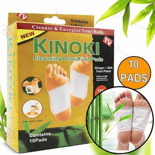KINOKI Cleansing Detox Foot Pads (10 Pads) – Ginger & Salt Foot Patch for Body Detox, Relaxation & Sleep Support – Overnight Foot Care Patch