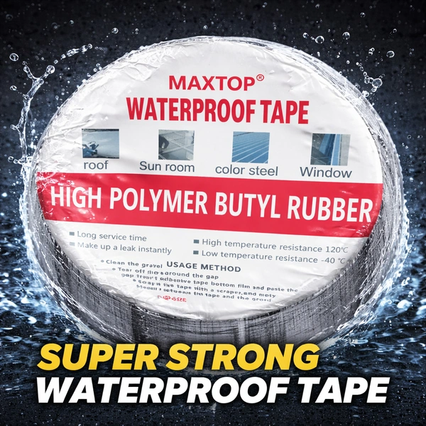 MAXTOP Waterproof Tape – High Polymer Butyl Rubber Leak Repair Tape | Heavy Duty Sealant for Roof, Window, Sunroom & Metal Surfaces | Heat & Cold Resistant (-40°C to 120°C)