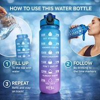 Motivational Water Bottle 1L with Time Marker – Leakproof Gradient Fitness Bottle with Flip Lid – Free Daily Water Tracker for Gym, Office & Outdoor (Blue-Purple)
