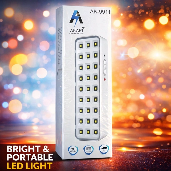 AKARI AK-9911 30 LED Rechargeable Emergency Light | Portable LED Lantern with Charging Indicator & Long Backup | Ideal for Home, Office & Power Cuts