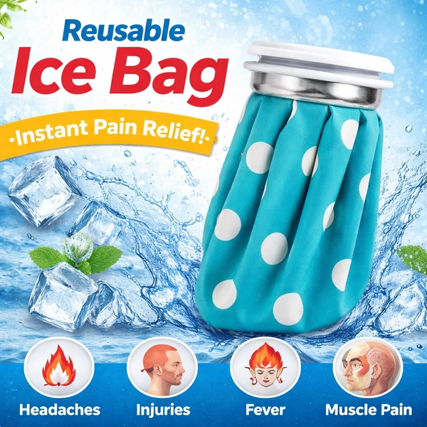 Reusable Ice Bag for Pain Relief 6 Inch size – Leak-Proof Cold Therapy Pack with Wide Mouth Screw Cap – Hot & Cold Compress for Injuries, Swelling, Headache, Muscle Pain (Polka Dot Design)