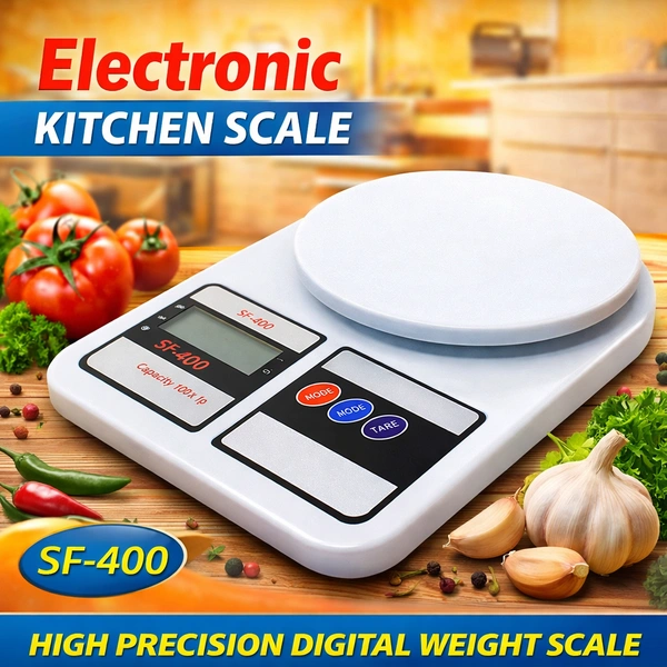 SF-400 Electronic Kitchen Weighing Scale | Digital LCD Display | 10kg Capacity | High Precision Sensor | g/oz Mode | Tare Function | White
