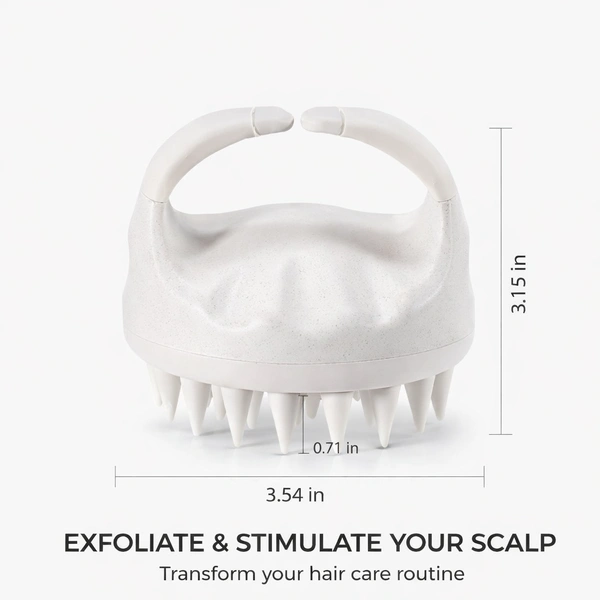 Premium Silicone Scalp Massager Brush | Soft Bristle Hair & Body Cleaning Brush | Handheld Shower Scrubber for Deep Cleansing & Relaxation (White)