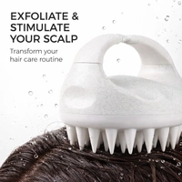 Premium Silicone Scalp Massager Brush | Soft Bristle Hair & Body Cleaning Brush | Handheld Shower Scrubber for Deep Cleansing & Relaxation (White)